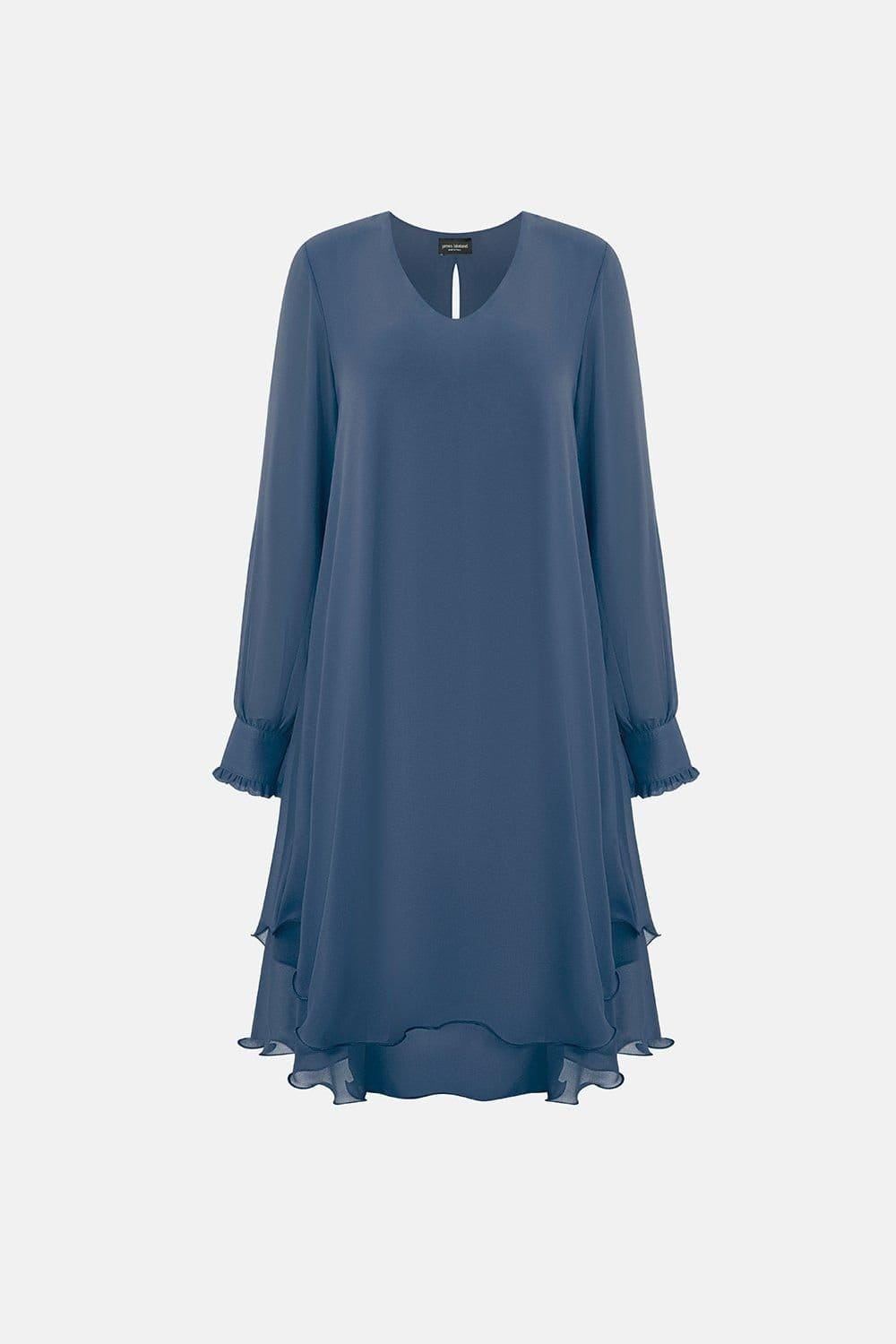 James Lakeland James Lakeland Women's Long Sleeve Navy Wave Hem Dress in Light Blue - 4