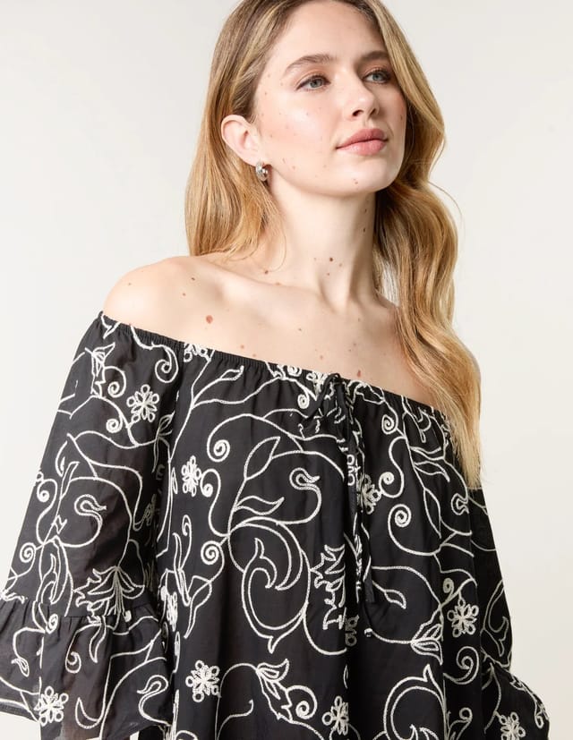 Blue Vanilla Embroidered Smock Dress - 2