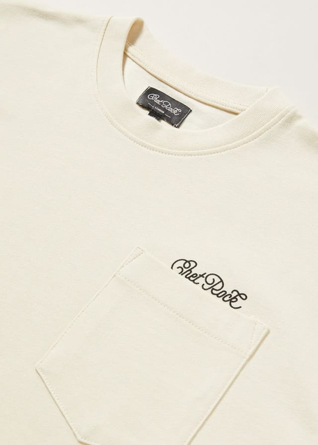 Chet Rock Chet Rock Paulo T Men's Oversized Graphic T-Shirt with Chest Pocket Detail in Cream - 2