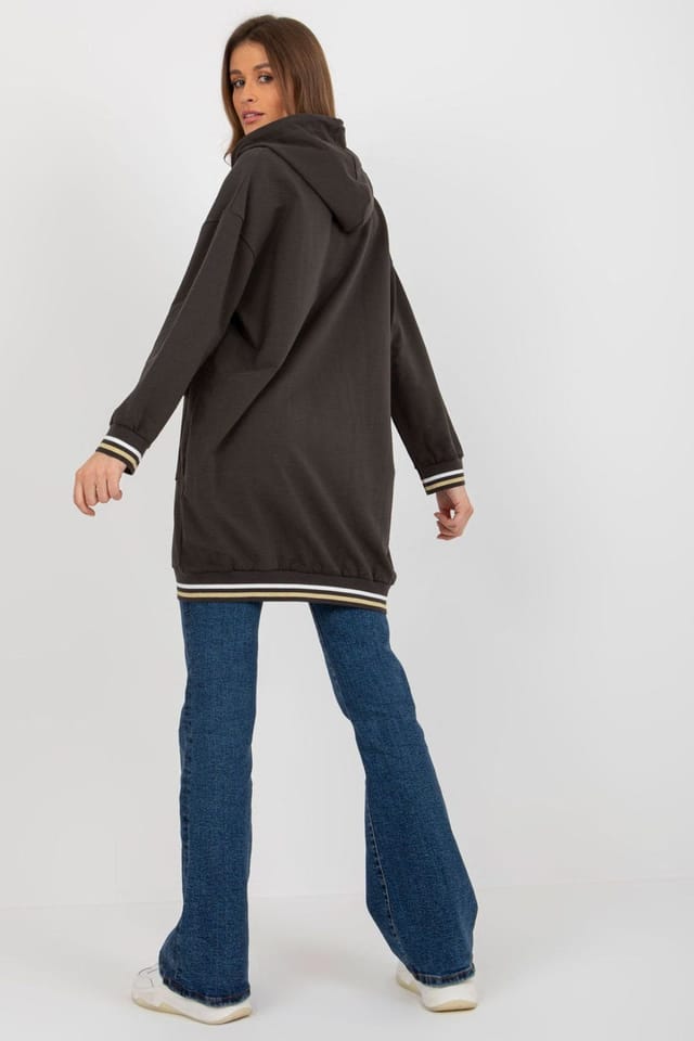 Love Lace Love Lace Women's Extended Cut Hooded Zip Sweatshirt with Pockets Style 176361 in Charcoal - 3
