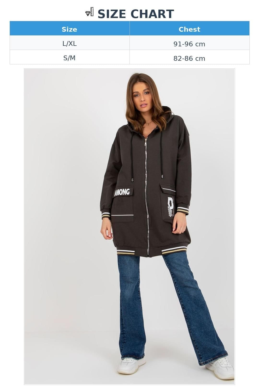 Love Lace Love Lace Women's Extended Cut Hooded Zip Sweatshirt with Pockets Style 176361 in Charcoal - 4