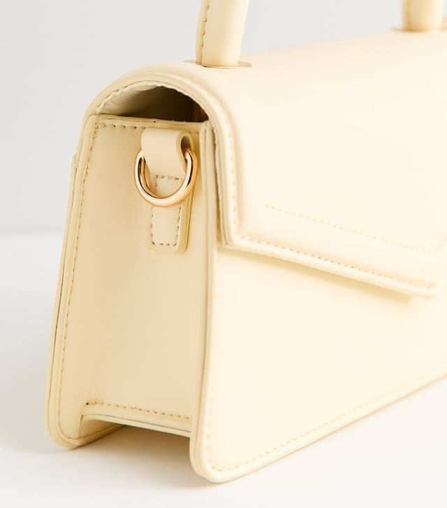 New Look Light Yellow Faux Leather Flap Top Handle Bag Vegan New Look - 3