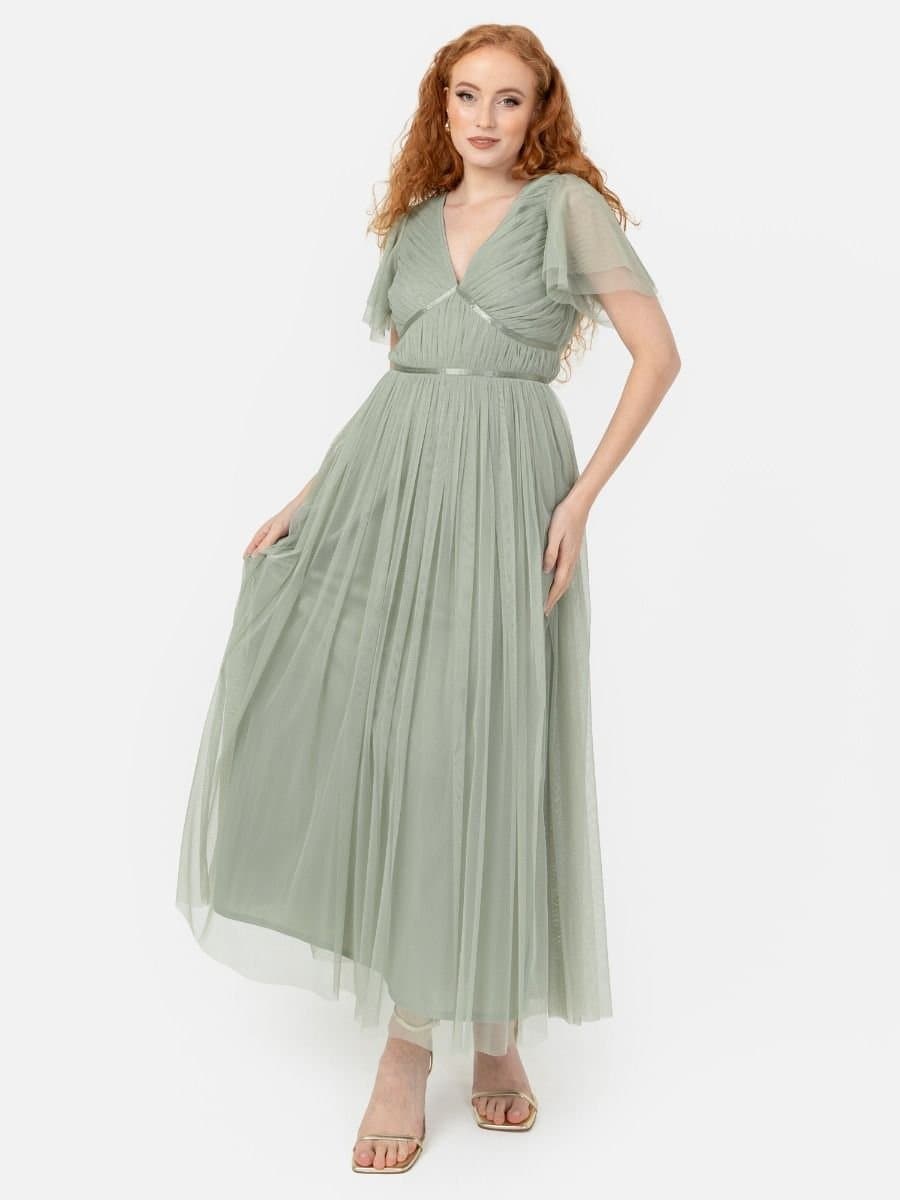 Anaya with Love Anaya with Love Women's Ribbon Detail Midi Dress in Green