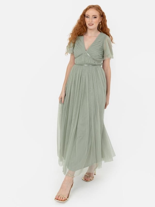 Anaya with Love Anaya with Love Women's Ribbon Detail Midi Dress in Green - 2