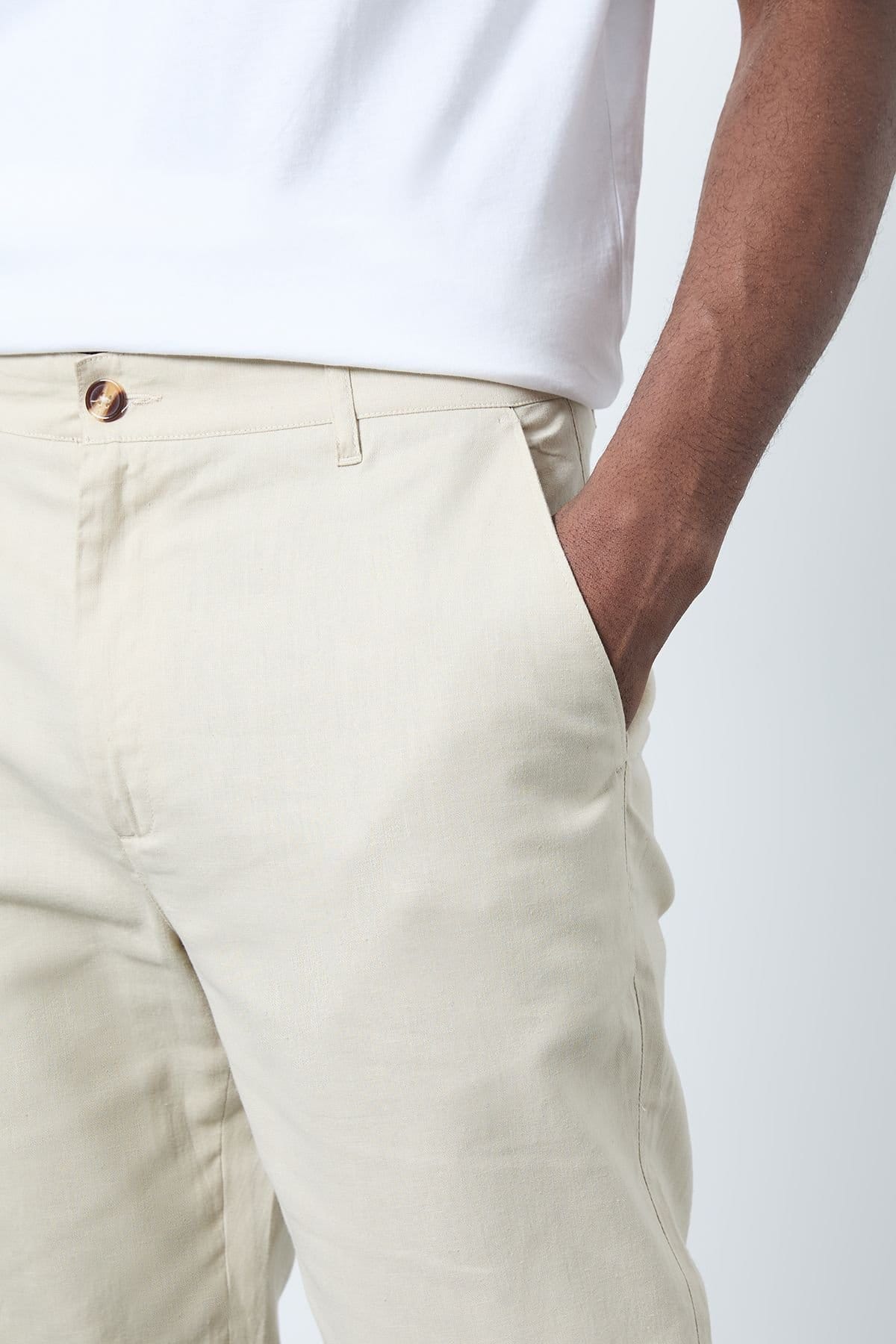 Burton Burton Men's Stone Cotton Linen Slim Fit Trousers - 4