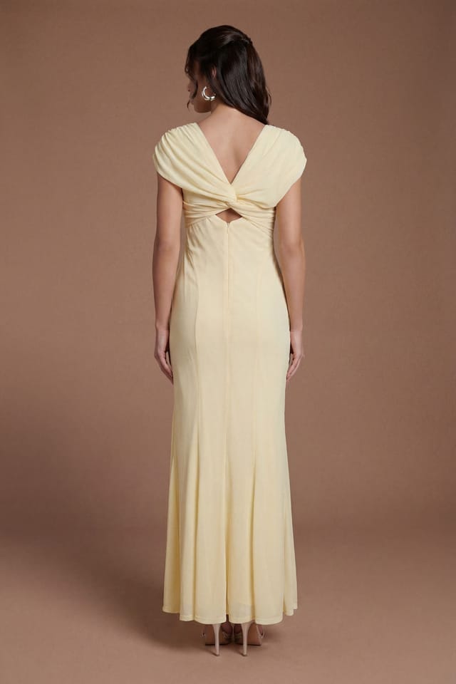 Coast Coast Women's Wrap Front Contour Collective Bridesmaid Dress in Lemon - 3