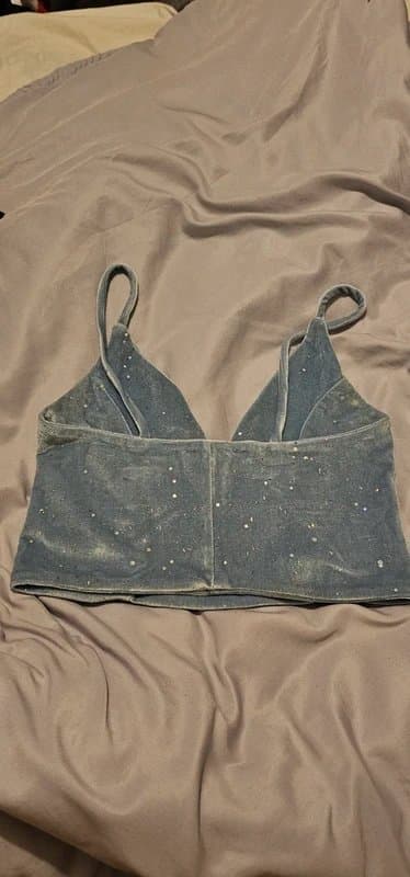 Bershka Velvet blue sparkly top