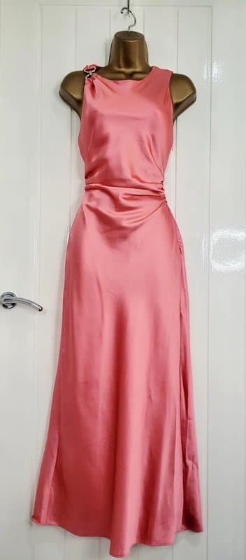 Quiz QUIZ Ladies UK size 8 spring summer wedding occasion satin dress pinky peach NEW