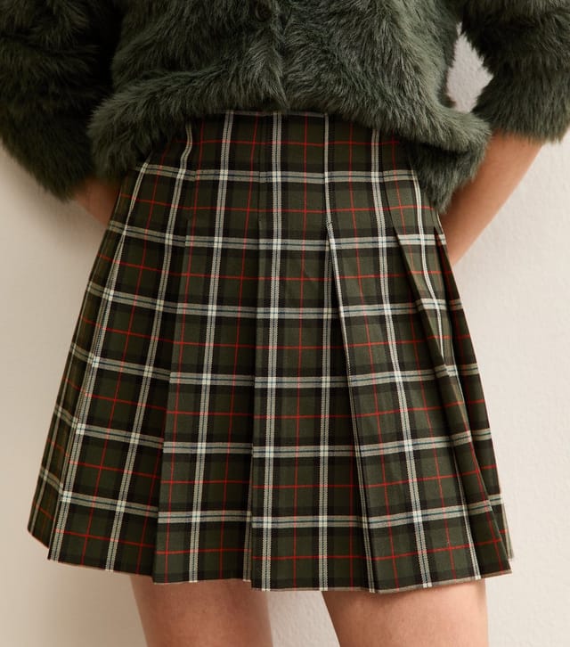 New Look Women's Green Tartan Checked Knife Pleated Skirt New Look - 3
