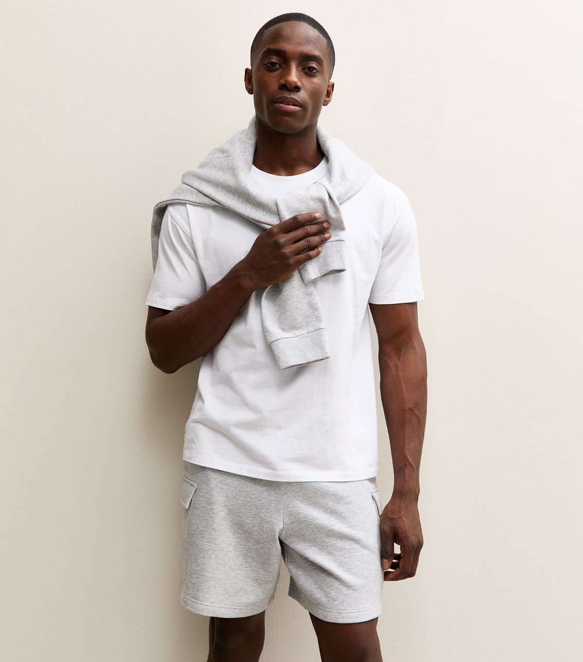 New Look Men's Grey Marl Regular Jersey Cargo Shorts New Look