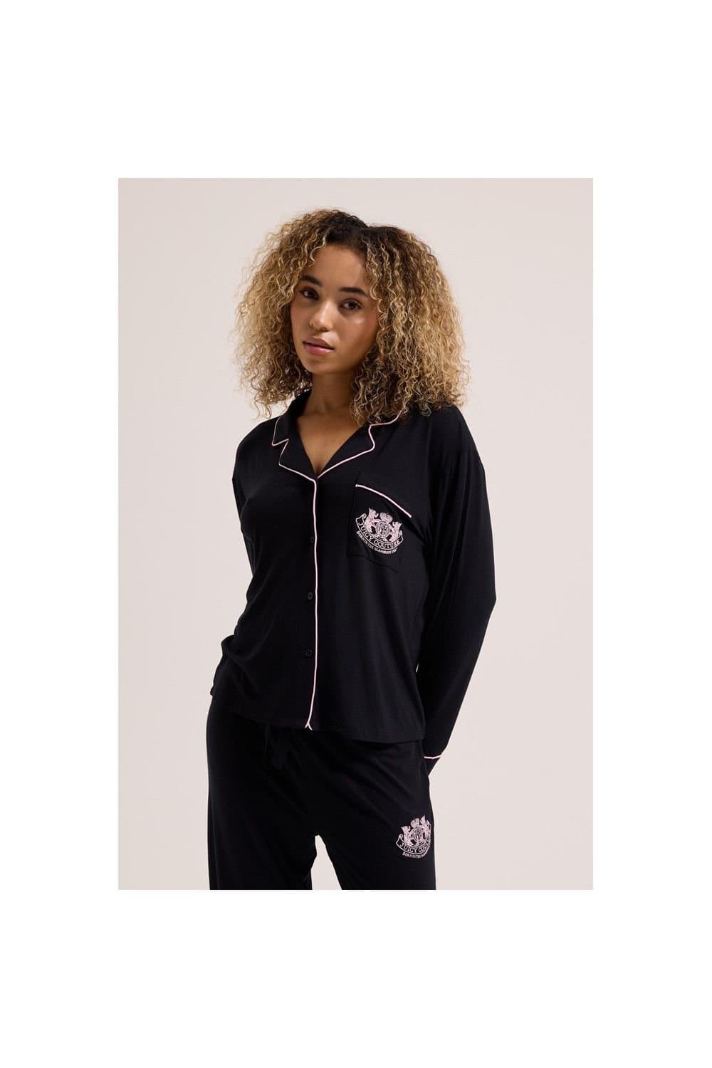 Juicy Couture Juicy Couture Women's Juicy Dog Crest Jersey Shirt & Pyjama in Black