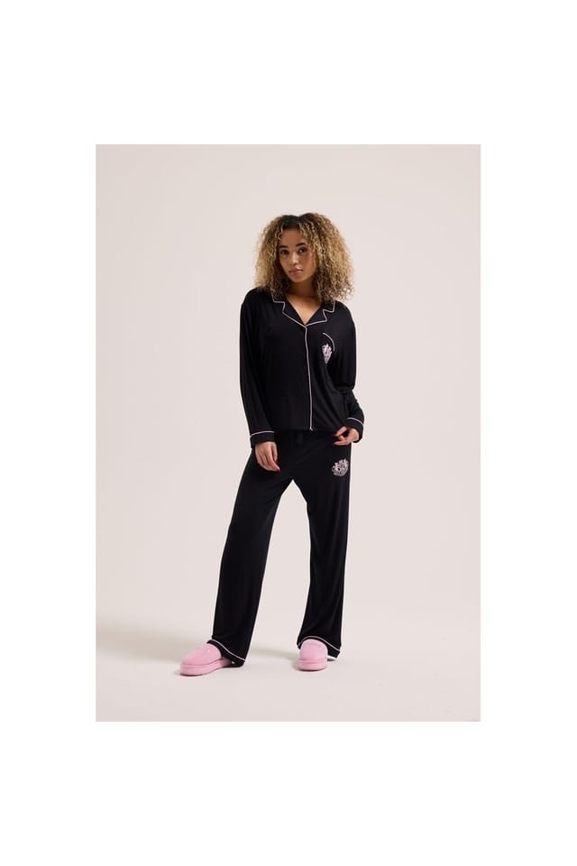 Juicy Couture Juicy Couture Women's Juicy Dog Crest Jersey Shirt & Pyjama in Black - 3