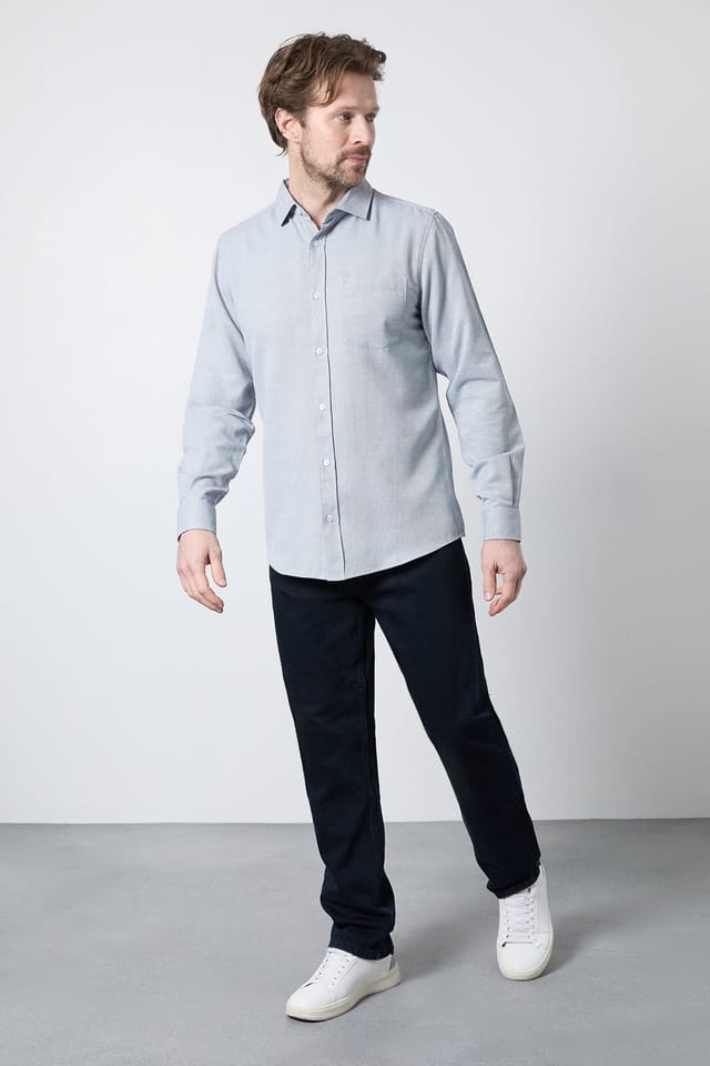 Maine Maine Men's Navy Textured Smart Long Sleeve Shirt - 2