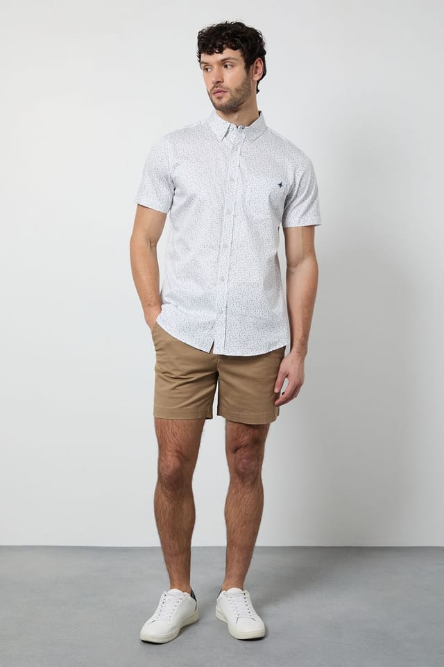 Maine Maine Men's White Ditsy Floral Print Short Sleeve Shirt - 2