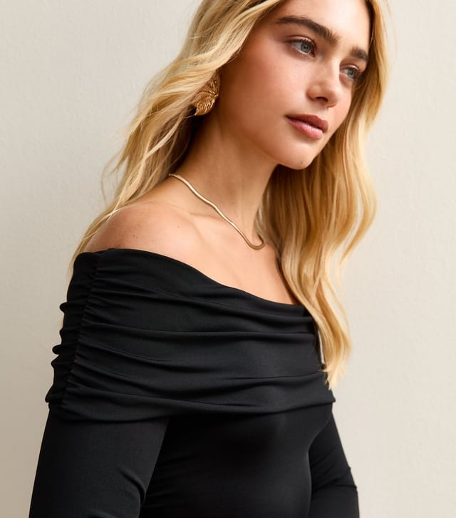 New Look Women's Black Ruched Off The Shoulder Midi Dress New Look - 2