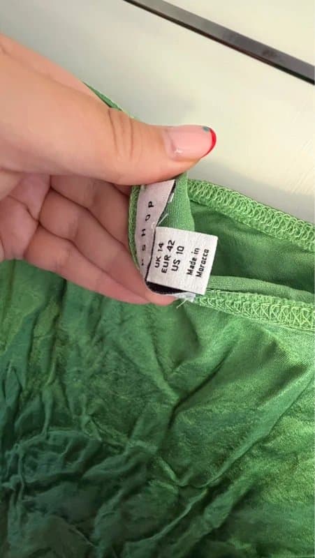 Topshop topshop green satin midi skirt