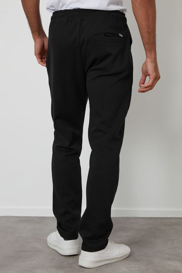 Threadbare Threadbare Men's Pintuck Pique Joggers in Black - 2