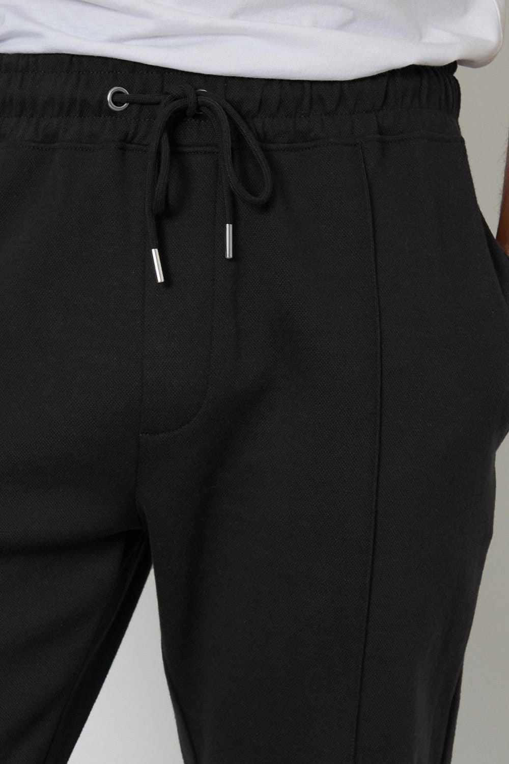 Threadbare Threadbare Men's Pintuck Pique Joggers in Black - 4