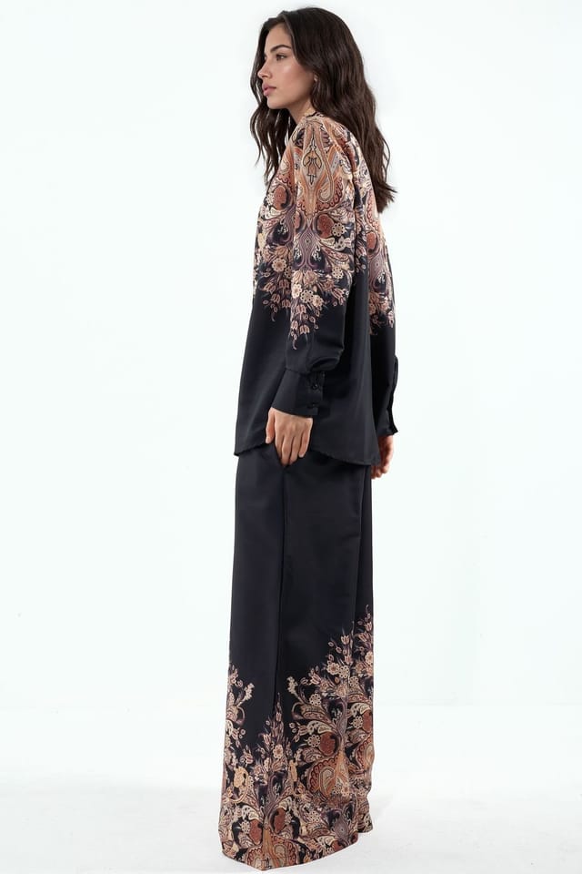 MSN Collection MSN Collection Women's Floral Cotton-viscose Blouse & Wide-leg Trousers Set - 2
