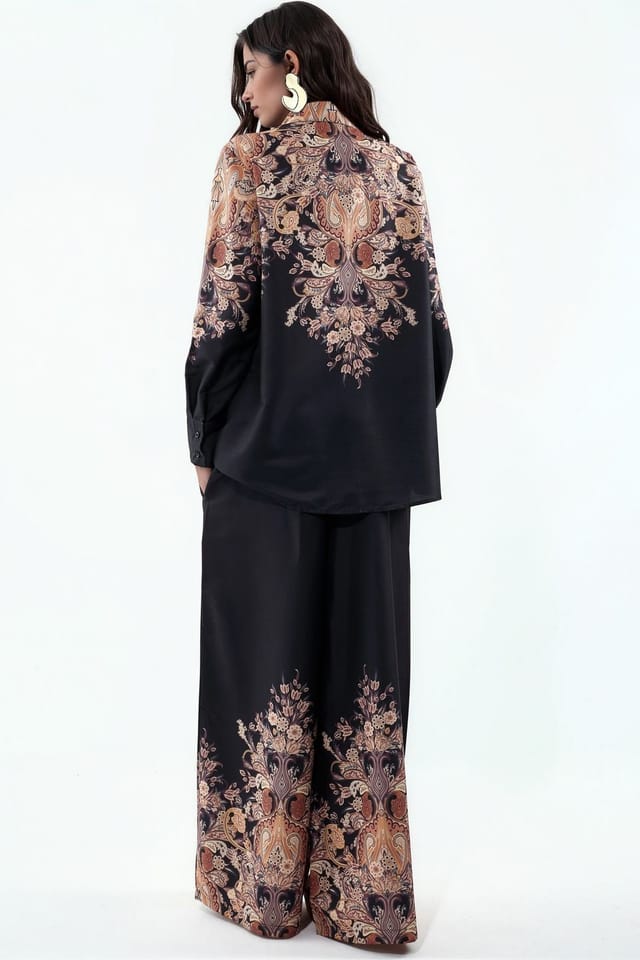 MSN Collection MSN Collection Women's Floral Cotton-viscose Blouse & Wide-leg Trousers Set - 3