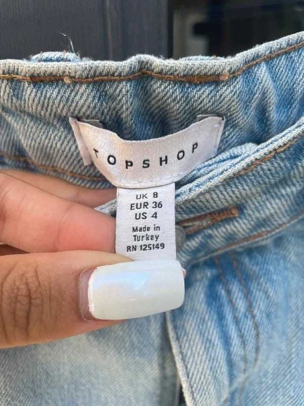 Topshop Lightwash Denim Distressed Mini Skirt