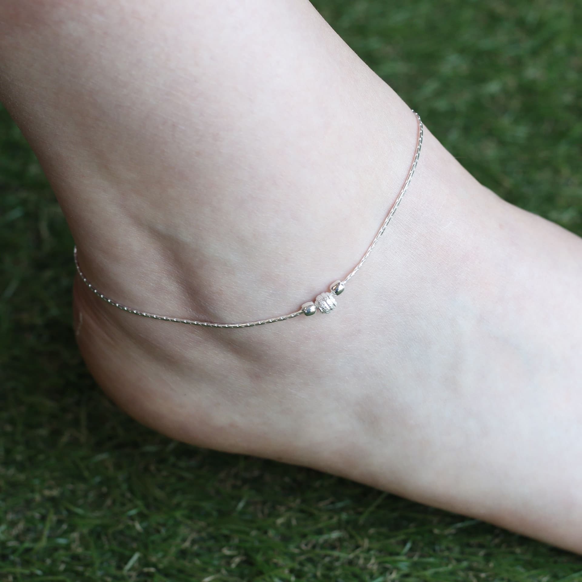 The Colourful Aura The Colourful Aura Silver Bead Anklet Jewellery
