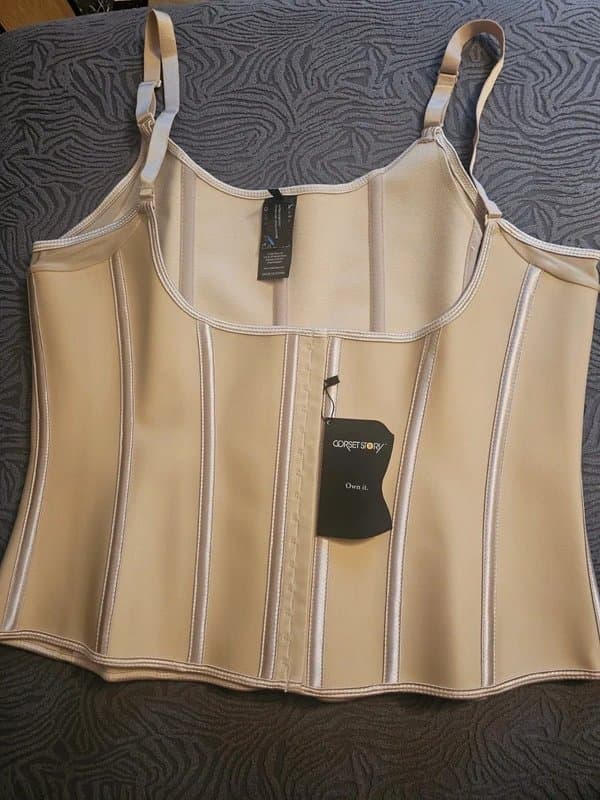Corset Story Corset Story Beige Nude Latex High Back Steel Boned Underbust Corset Shapewear size 36"
