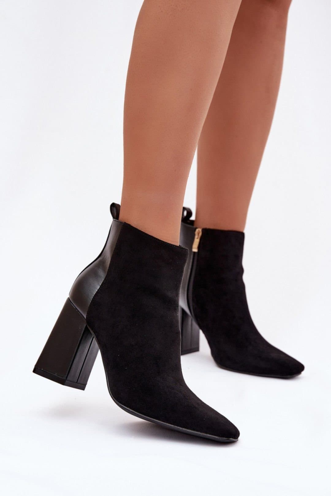 Love Lace Love Lace Women's Heel Zip Ankle Boots with Pillar Heel Comfort Lining Warm in Black