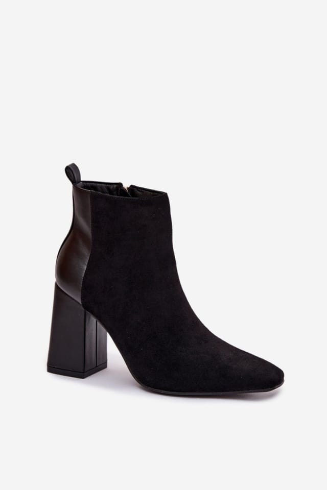 Love Lace Love Lace Women's Heel Zip Ankle Boots with Pillar Heel Comfort Lining Warm in Black - 2