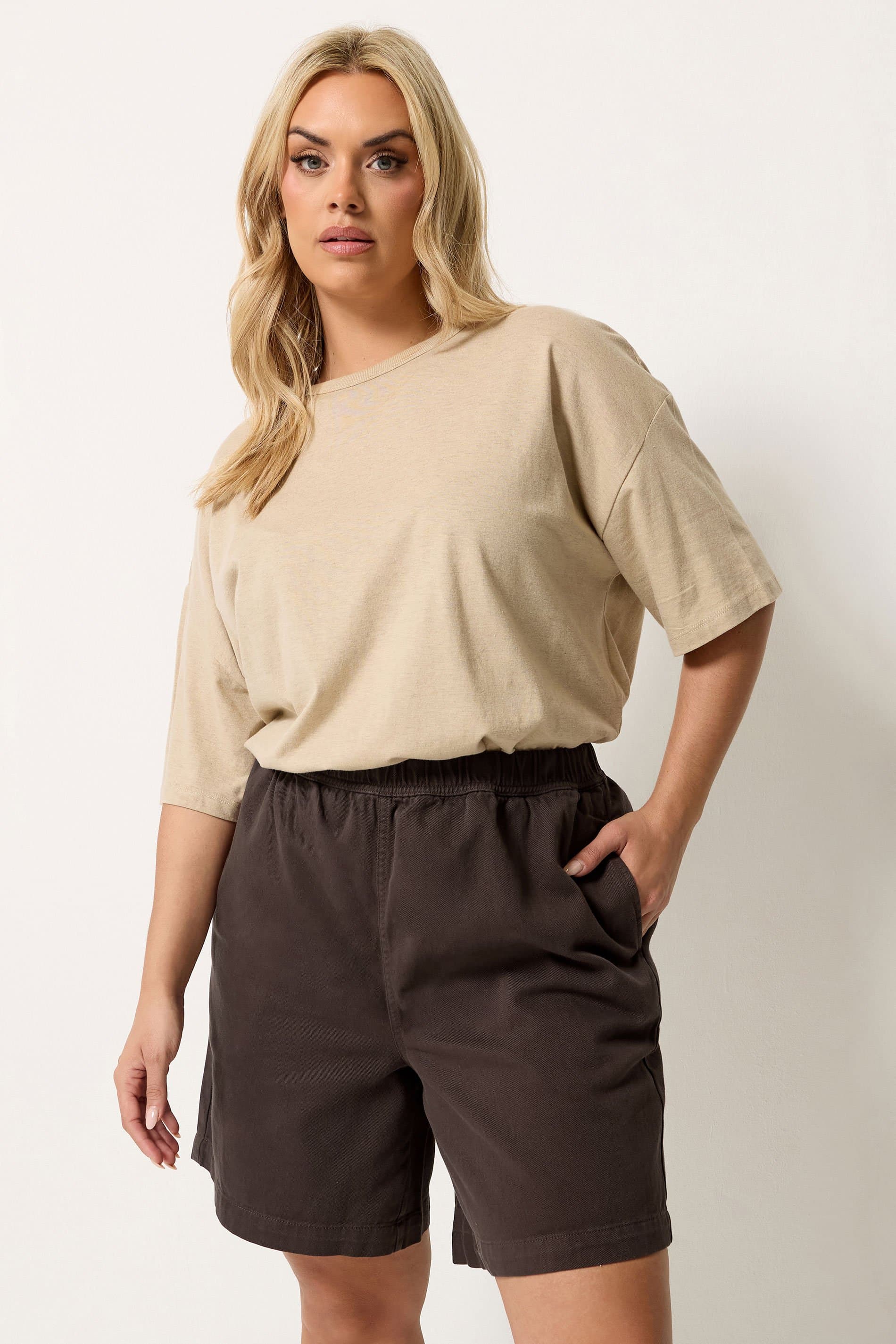 Yours Plus Size Chocolate Brown Denim Shorts