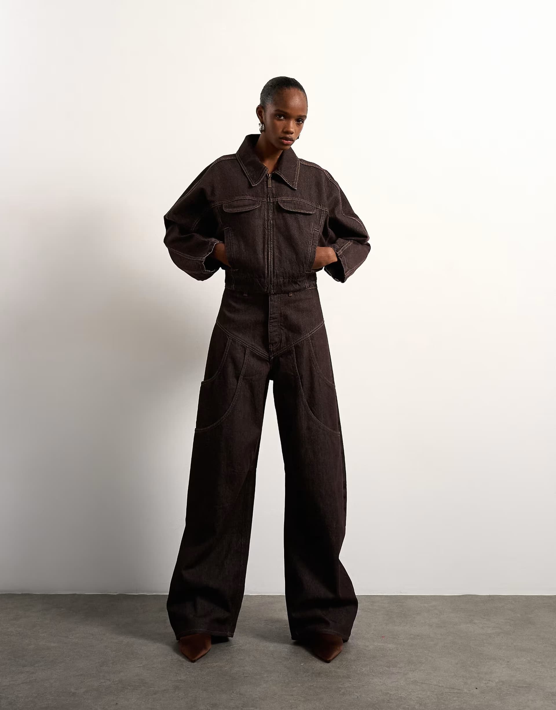 ASOS Topshop x Tolu Coker co-ord in brown rinse