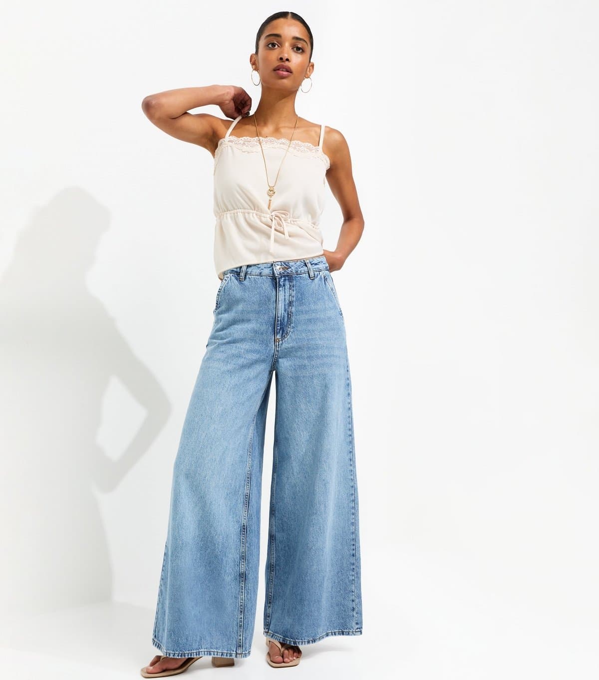 New Look Women's Blue Palazzo Wide Leg Jeans New Look