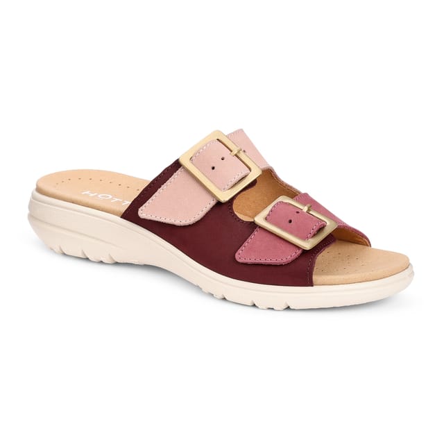 Hotter Hotter Women's Wide Fit 'Sunny' Nubuck Sandals in Maroon - 2