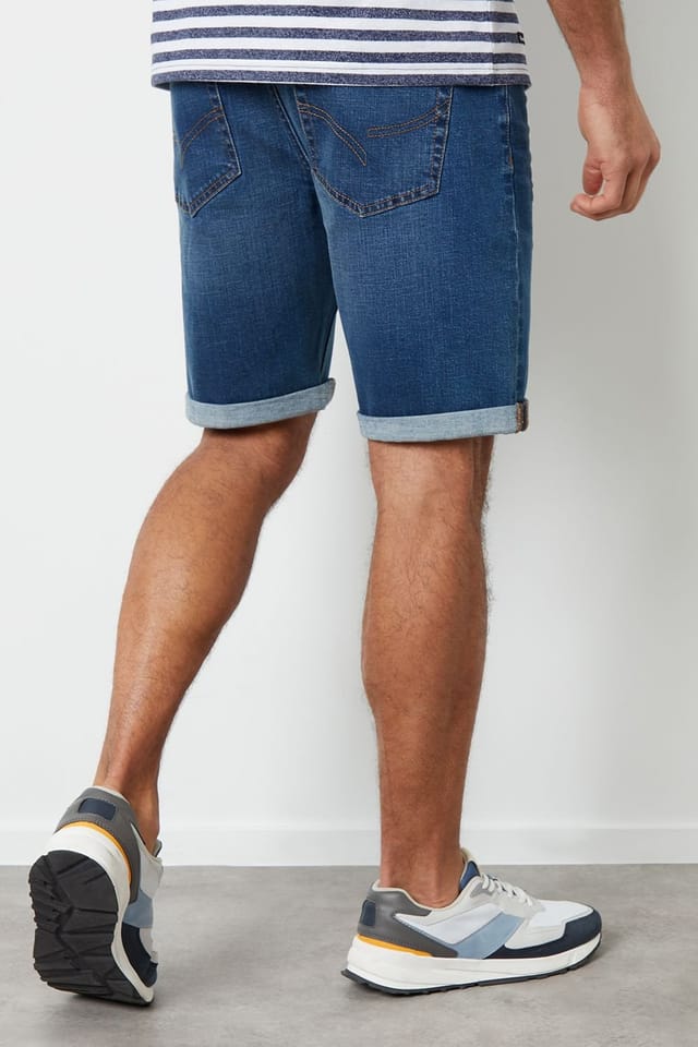Threadbare Threadbare Men's 'Edmonton' Turn Up Denim Shorts in Mid Blue - 3