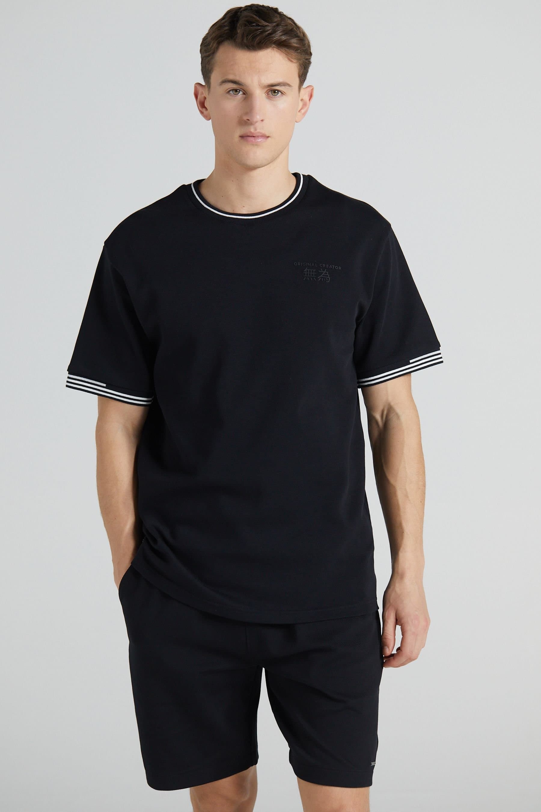 Original Creator Original Creator Men's Boxy Pique Crew T-Shirt - Jet Black