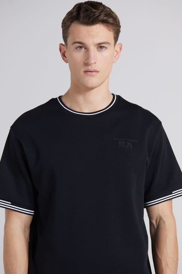 Original Creator Original Creator Men's Boxy Pique Crew T-Shirt - Jet Black - 2