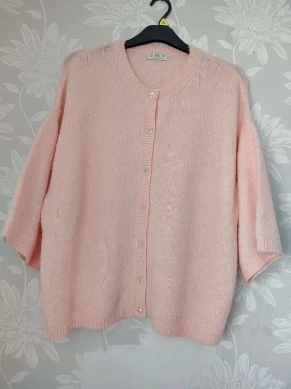F&F F&F Soft Fluffy Pink Cardigan XL Oversized Mohair Look Knit Coquette Quiet Luxury NWT
