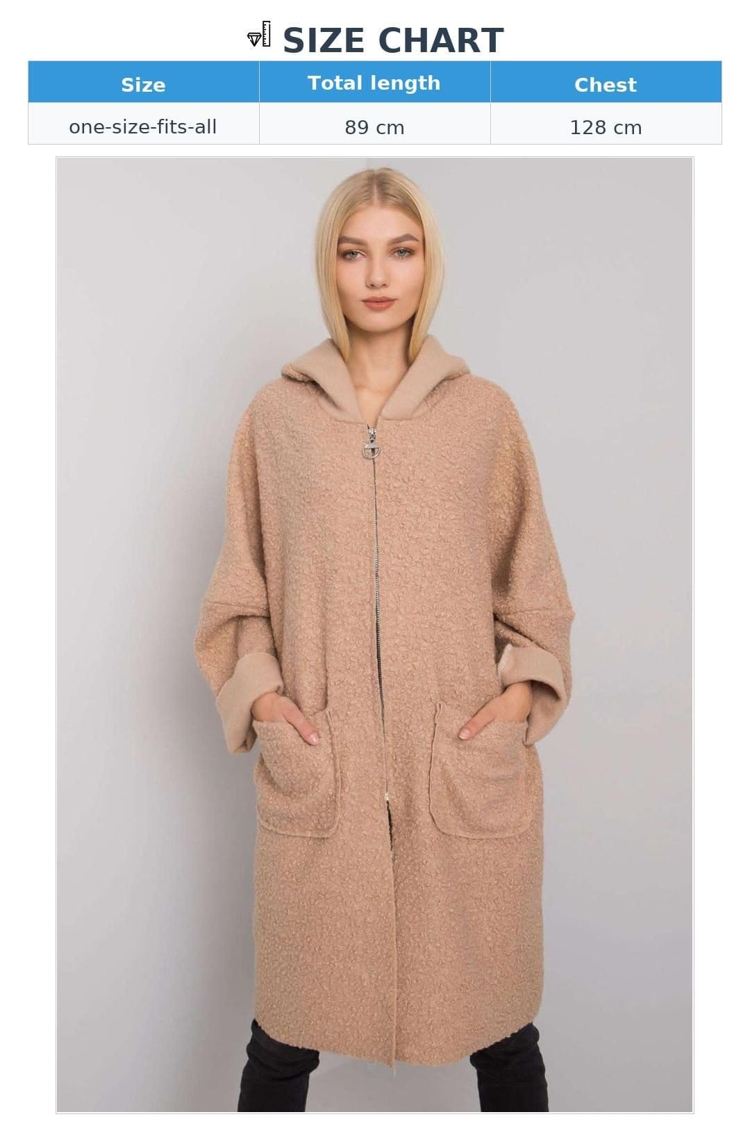 Love Lace Love Lace Women's Beige Hooded Zipper Coat with Pockets - 4
