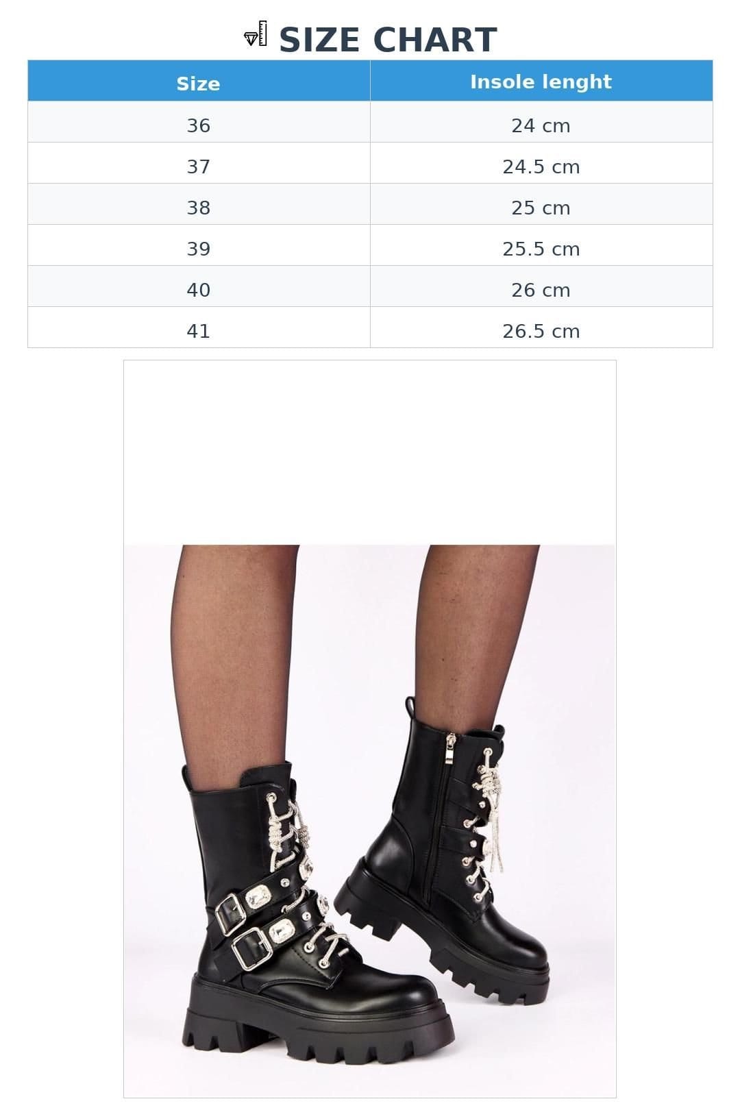 Love Lace Love Lace Women's Stylish Lace Up Ankle Boots with Zircon Strap Zipper Insulated in Black - 4