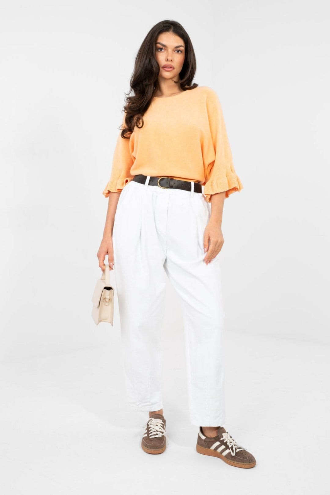 Love Lace White Corduroy Carrot Trousers
