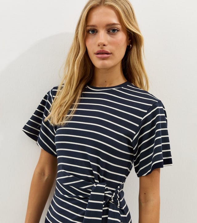 New Look Women's Blue Stripe Tie Waist Midi Dress New Look - 2