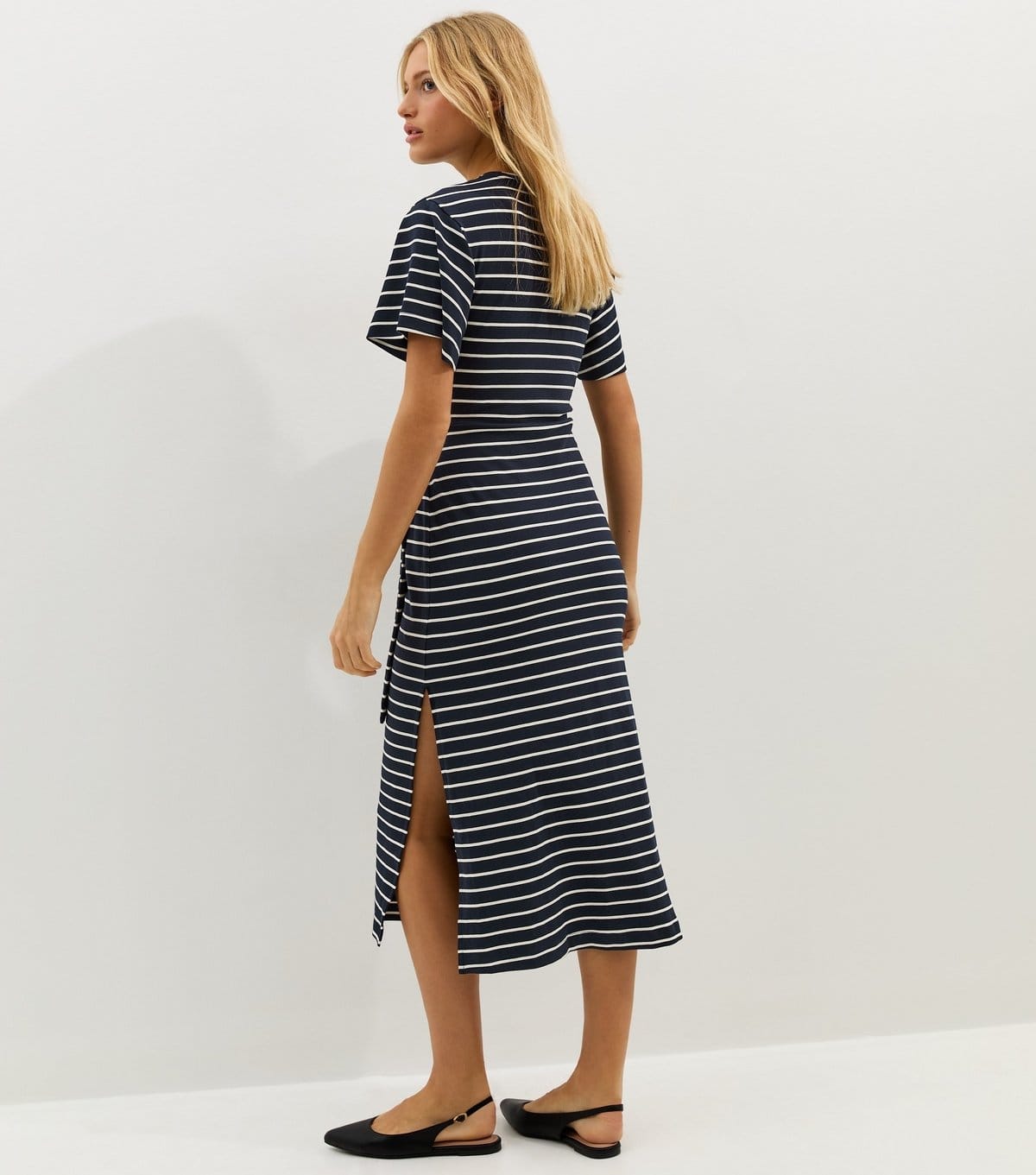 New Look Women's Blue Stripe Tie Waist Midi Dress New Look - 4
