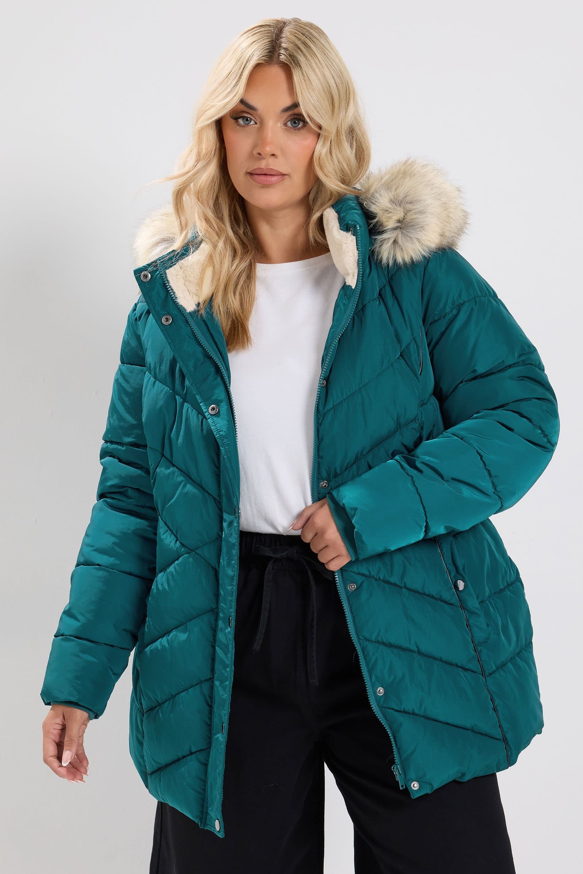 Yours Yours Women's Short Padded Coat in Teal