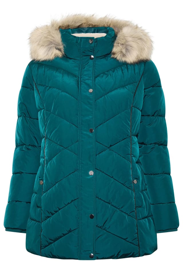 Yours Yours Women's Short Padded Coat in Teal - 2