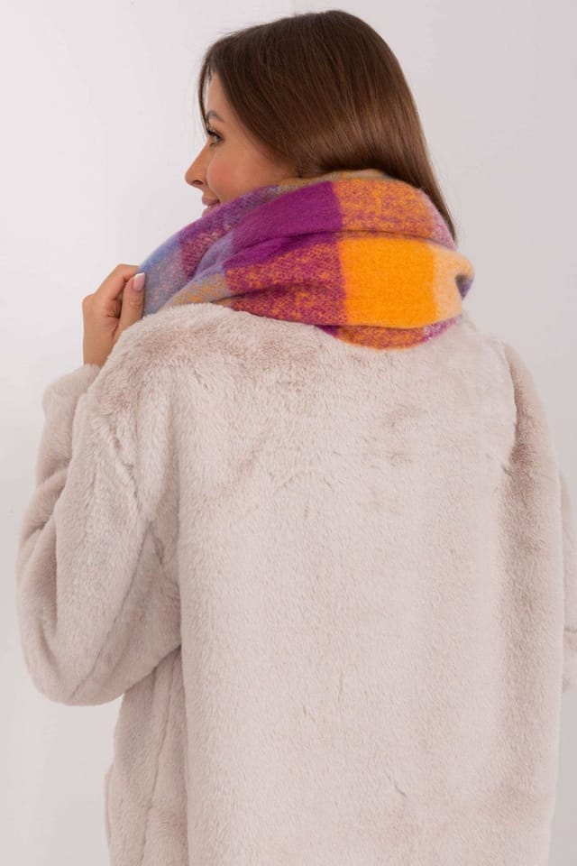 Love Lace Love Lace Women's Colorful Plaid Polyester Scarf with Tassels for Winter Wrap in Violet - 3