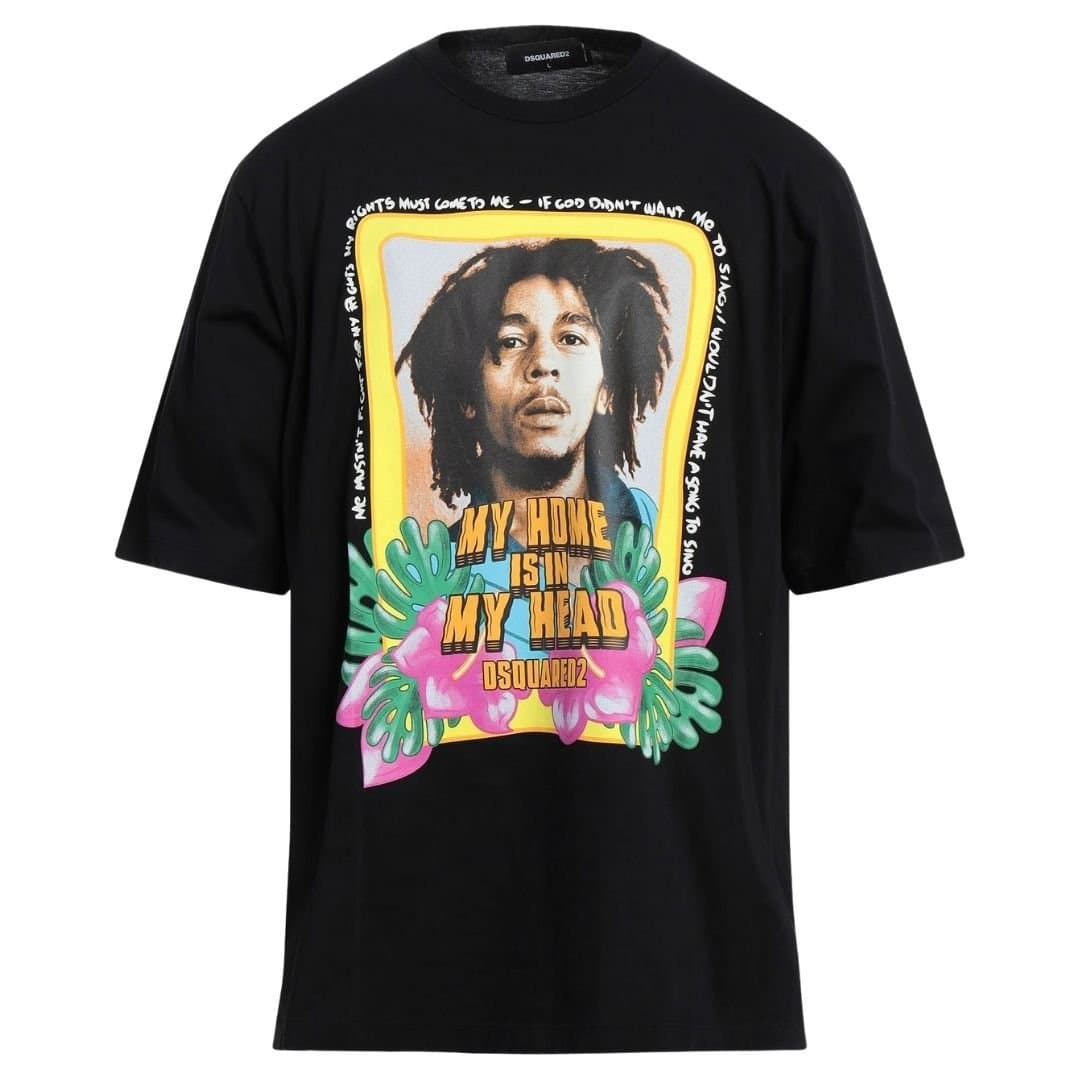 Dsquared2 Dsquared2 Men's Skater Fit Home Is In My Head Logo Black T-Shirt