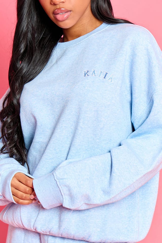 Kaiia Kaiia Logo Oversized Sweatshirt Baby Blue Marl - 2