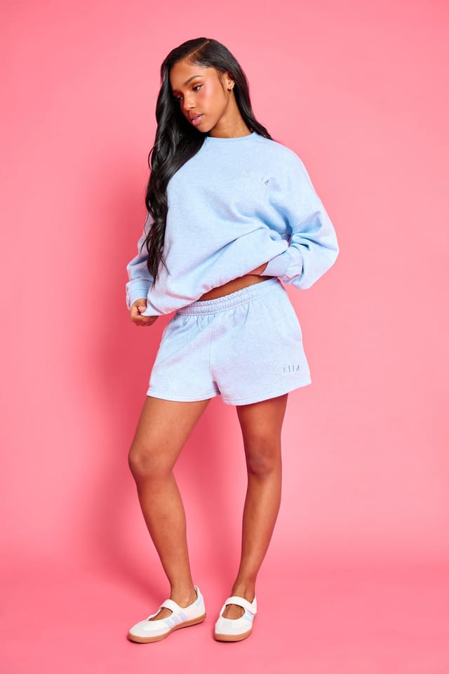 Kaiia Kaiia Logo Oversized Sweatshirt Baby Blue Marl - 3
