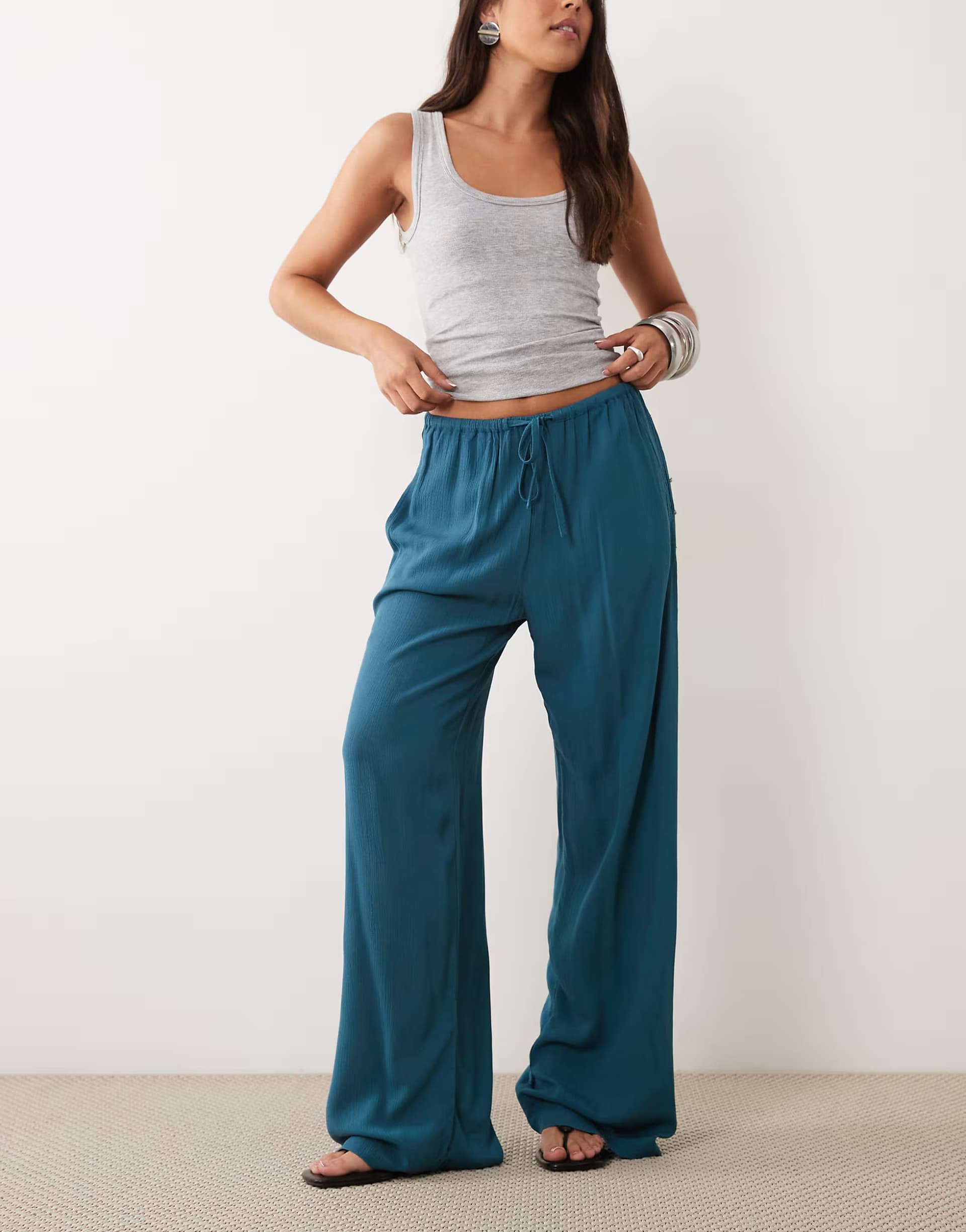 ASOS Mango Teen embellished trouser in blue