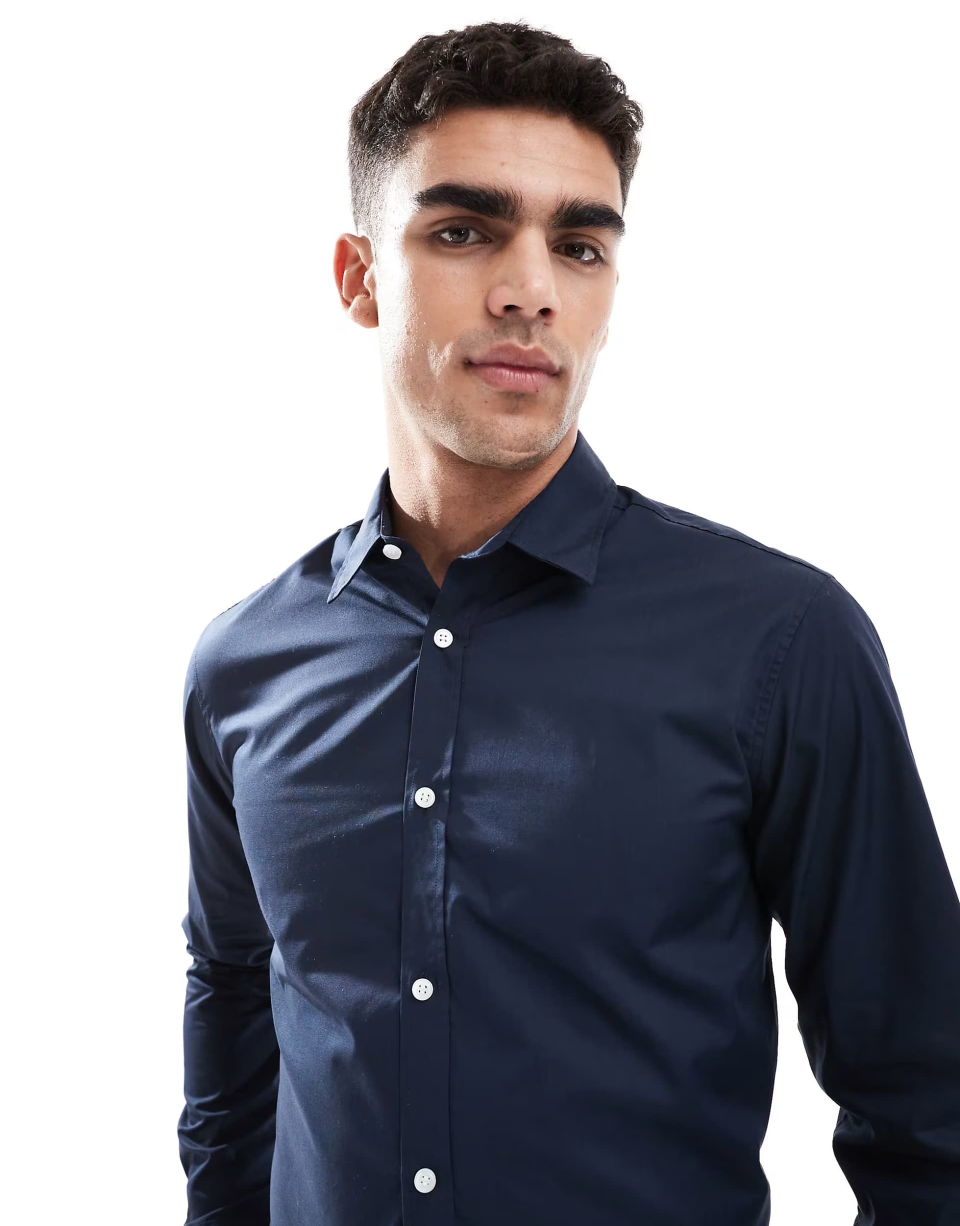 ASOS ASOS JJ Rebel Long Sleeve Shirt in Navy